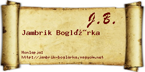 Jambrik Boglárka névjegykártya